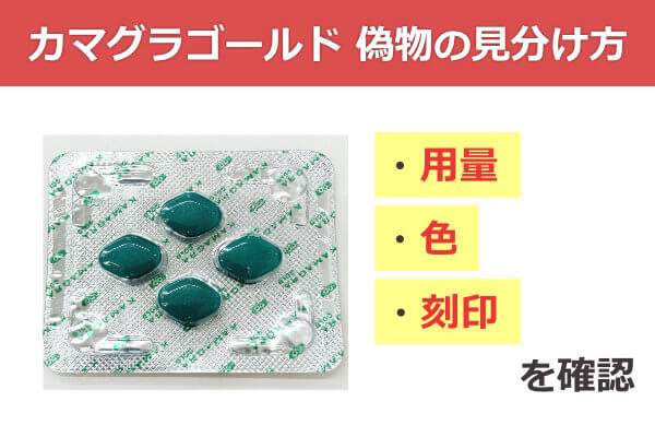 カマグラゴールド錠剤の用量、色、刻印を確認する